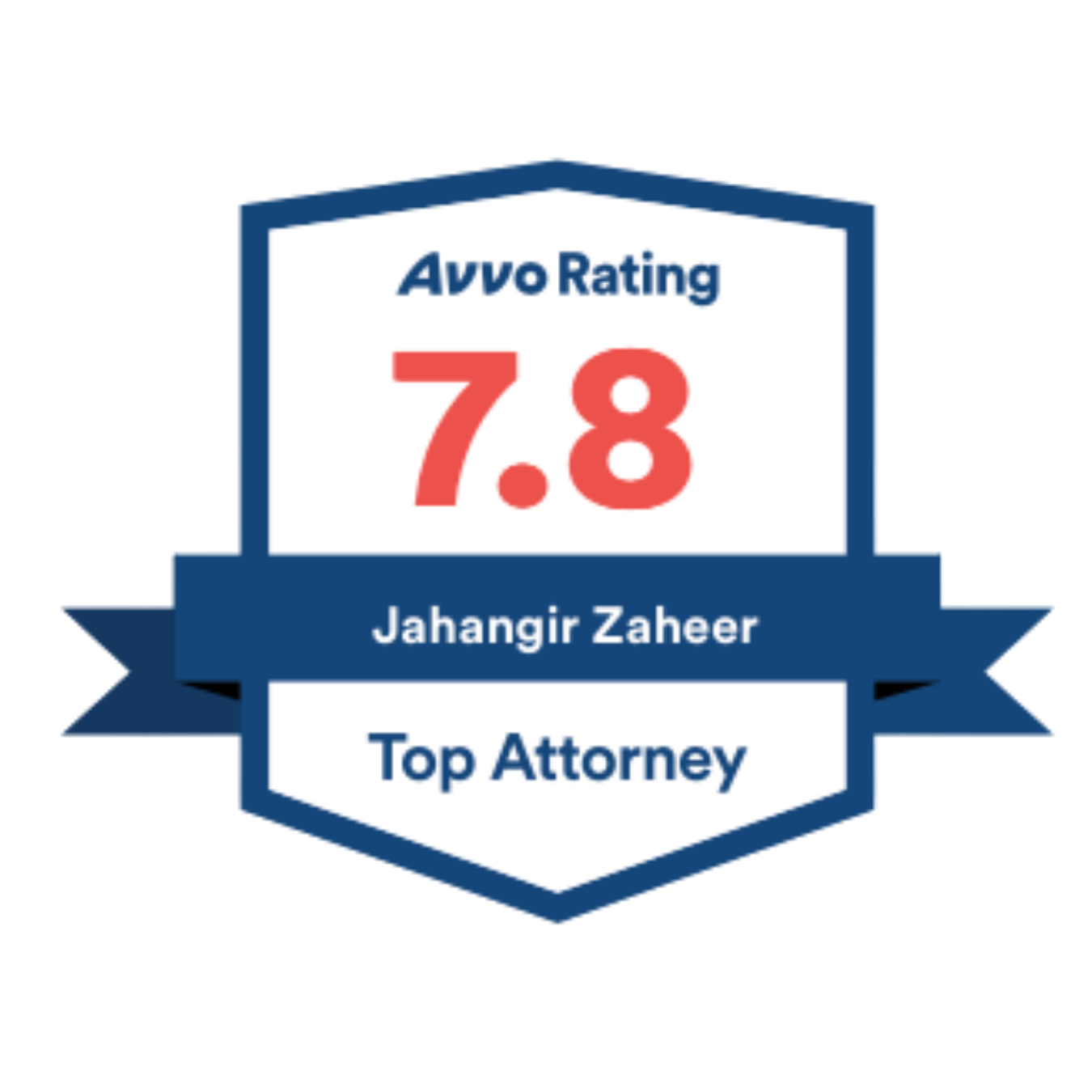 Avvo Rating 7.8 Top Attorney badge for Jahangir Zaheer