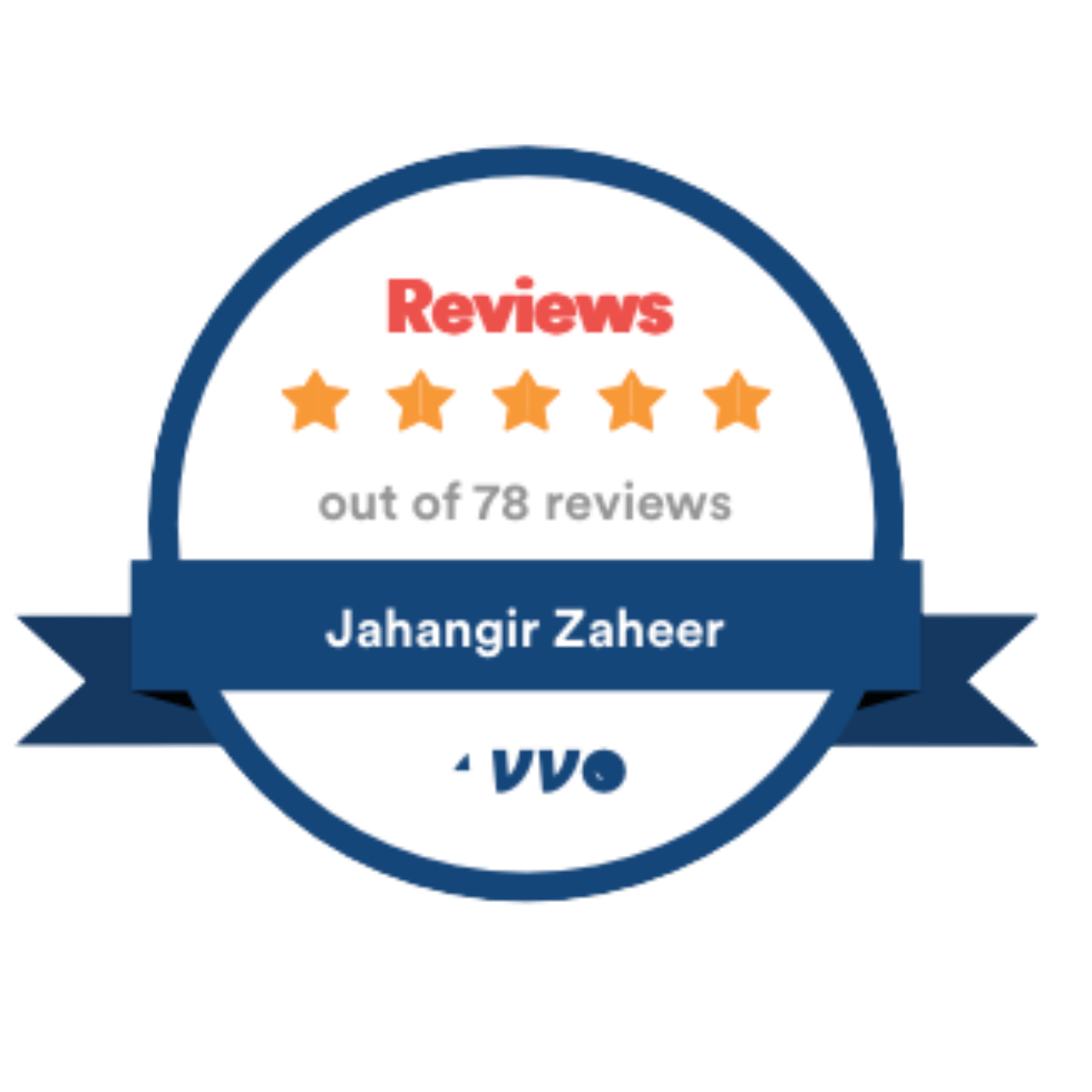 Avvo reviews badge — 5 stars out of 78 reviews for Jahangir Zaheer