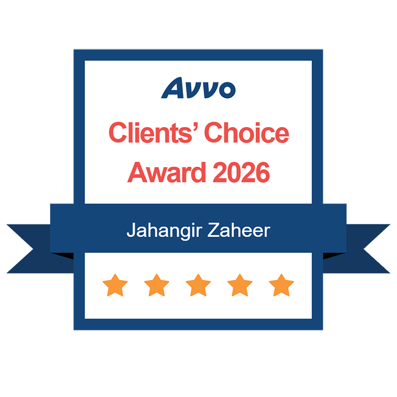 Avvo Clients' Choice Award 2026 badge for Jahangir Zaheer